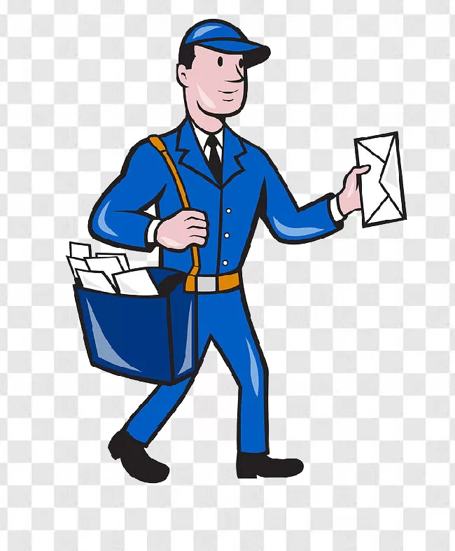 Post Man Small, Man, Icon, Png, Post, Sign, White, Symbol, People, Stroke, Transparent, Delivery, Mail, Worker, Email, Happy, Male, Address, Job, Old Age, Black And White PNG, Blue, 