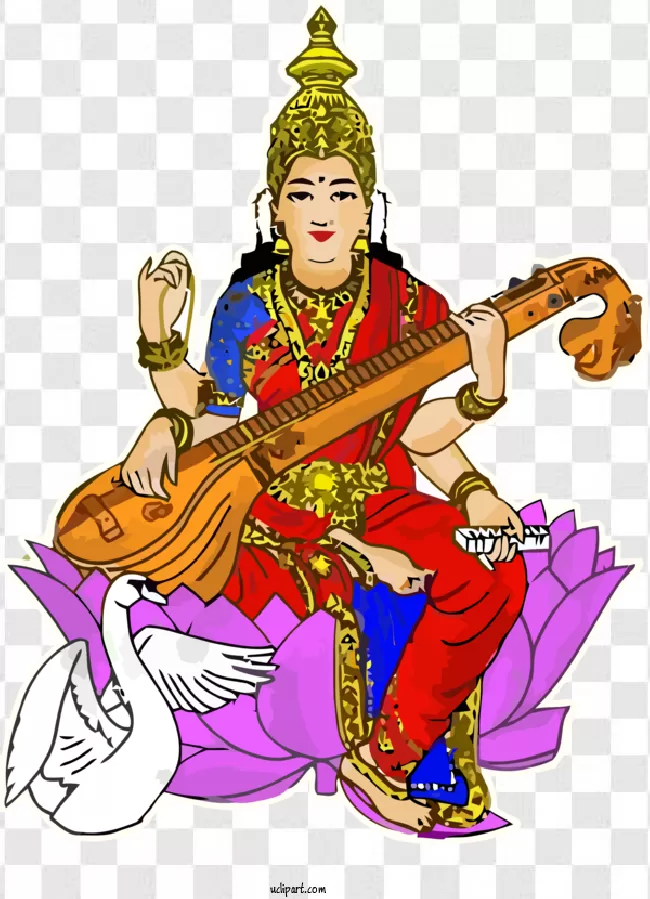 India, Religion, Greeting, Ceremony, Hindu, Goddess, Religious, Vasant, Traditional, Holiday, Spring, Creative, Festival, Worship, Faith, Culture, Musical, Instrument, Celebration, Hinduism, Indian, Panchami, Devotion, Illustration, Prosperity